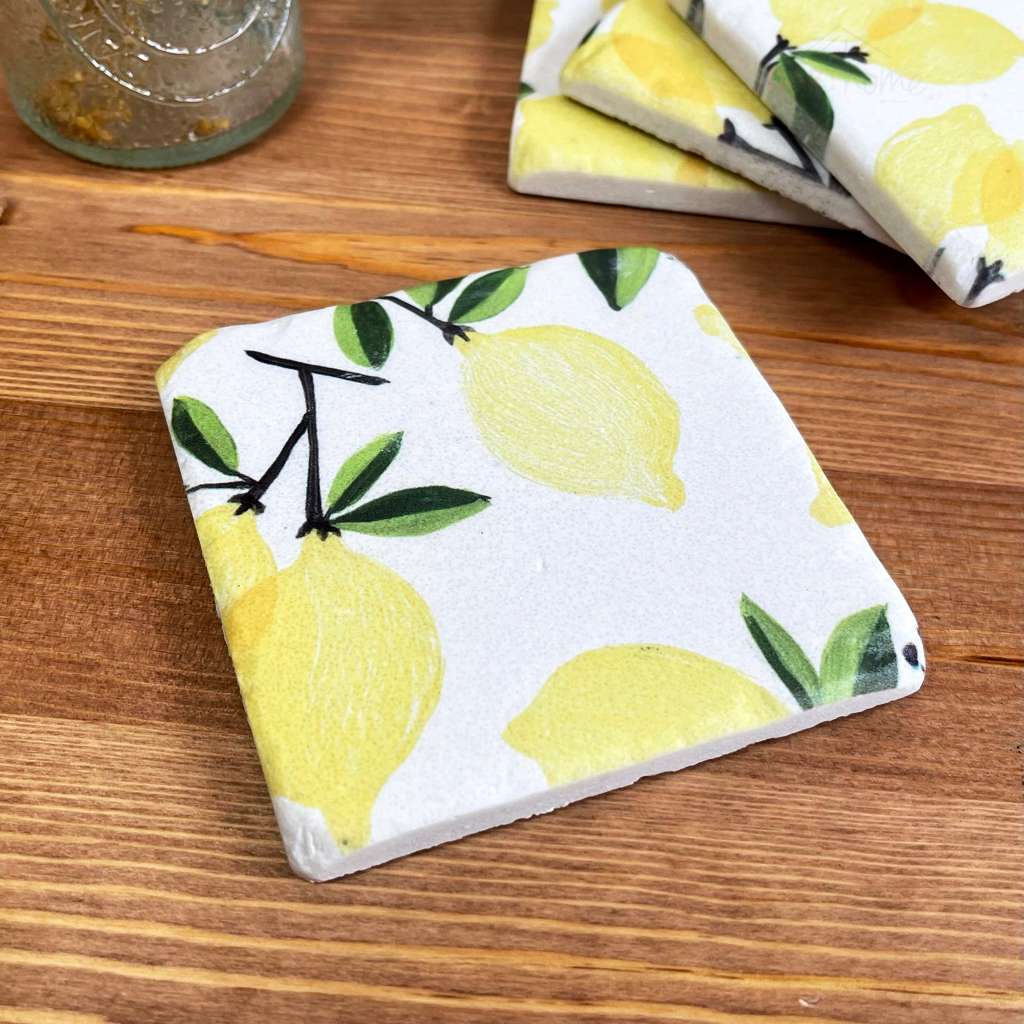 Set Of 4 Resin Lemon Tree Coasters