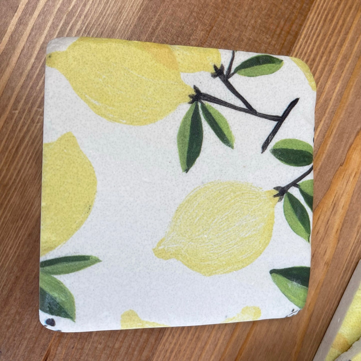 Set Of 4 Resin Lemon Tree Coasters