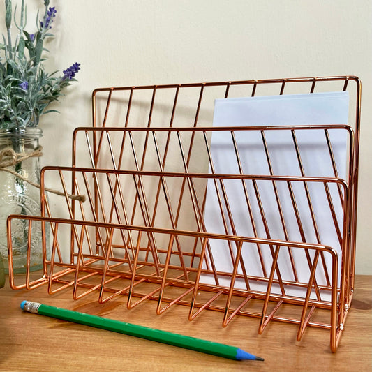 Rose Gold Wire Letter Rack