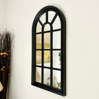 Schwarzer Wandspiegel mit gewölbtem Fenster, 70 cm