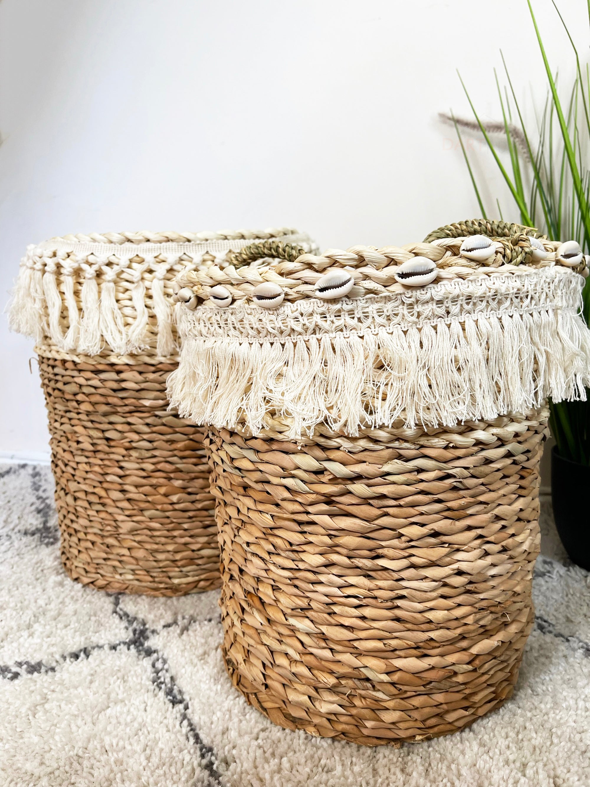 Set Of 2 Woven Hessian Storage Baskets