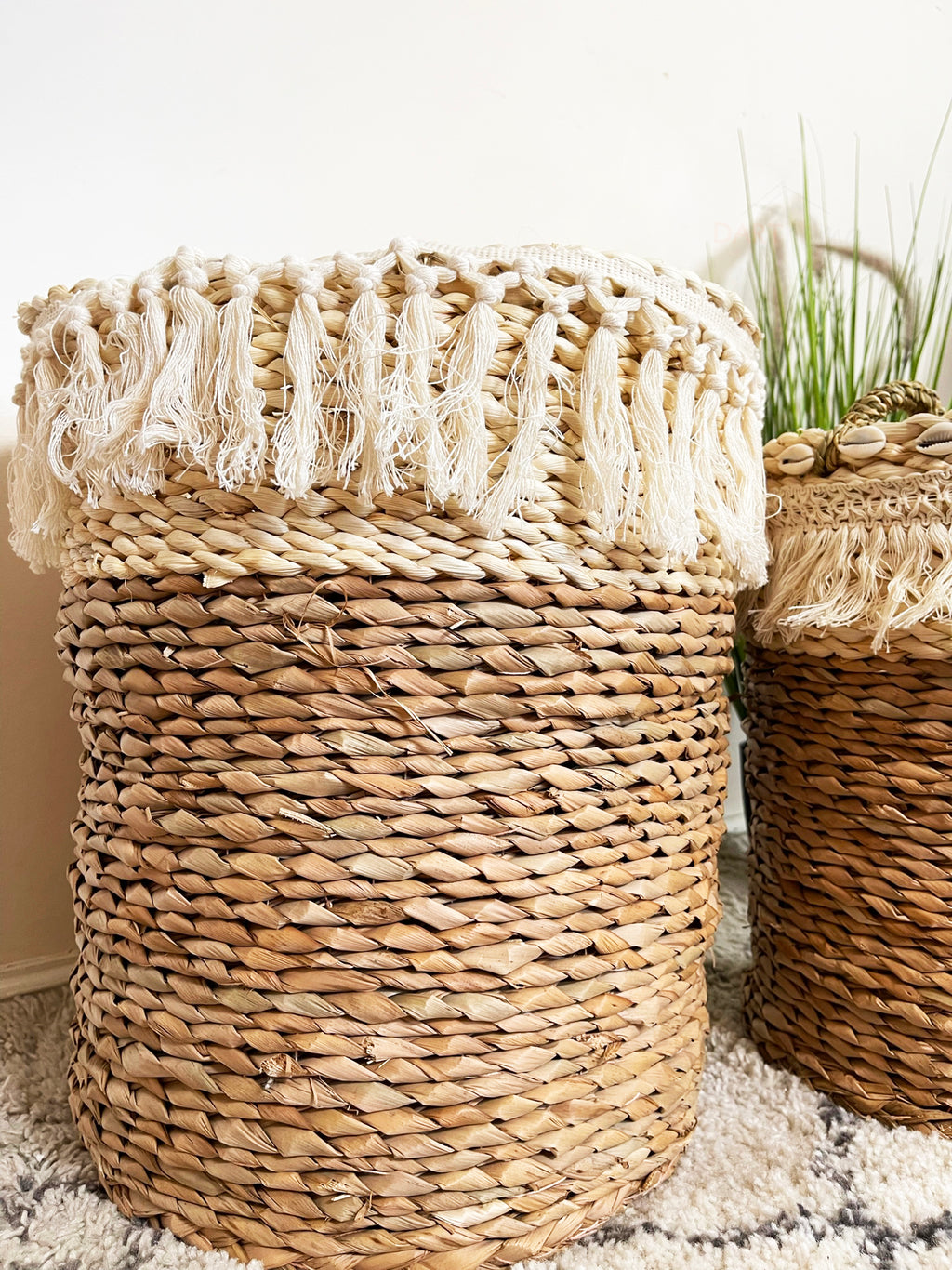Set Of 2 Woven Hessian Storage Baskets