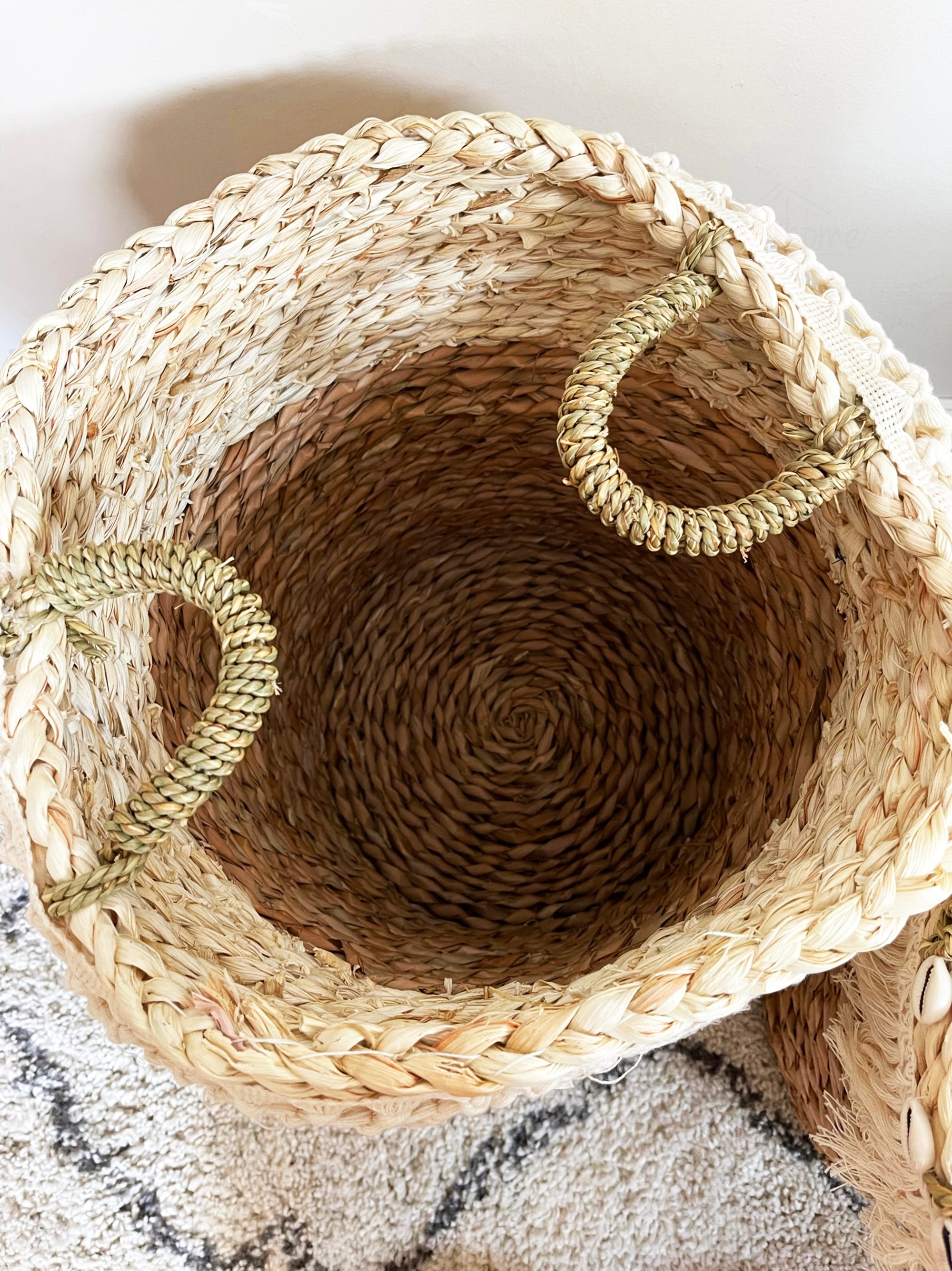 Set Of 2 Woven Hessian Storage Baskets