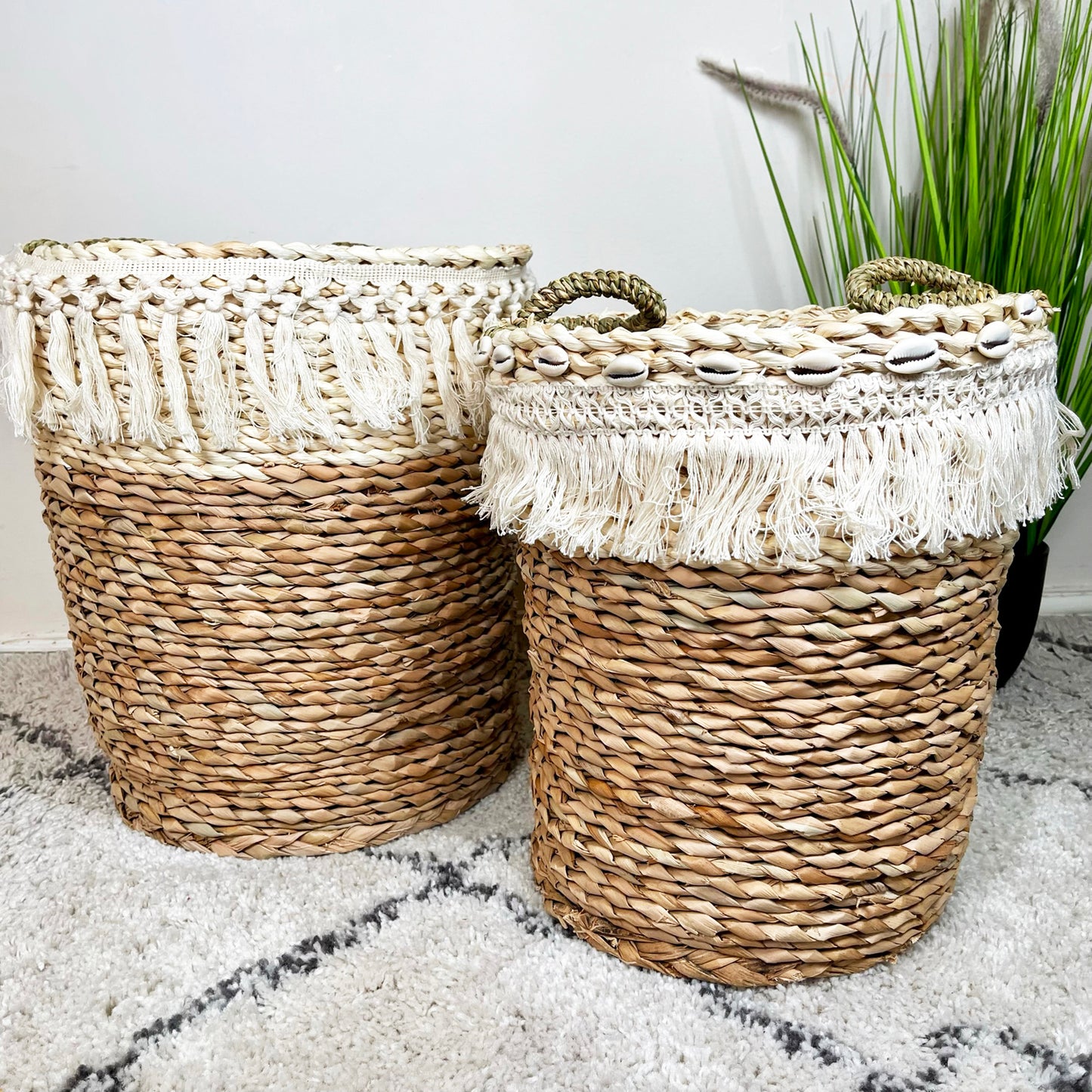 Set Of 2 Woven Hessian Storage Baskets