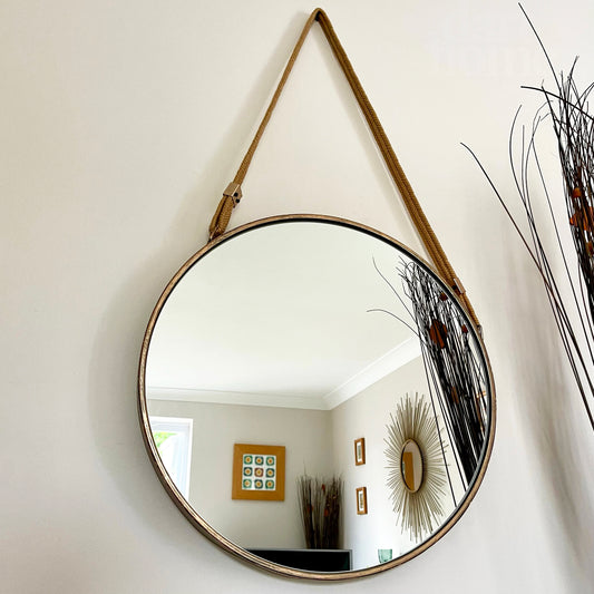 Industrial Hanging Mirror On Rope