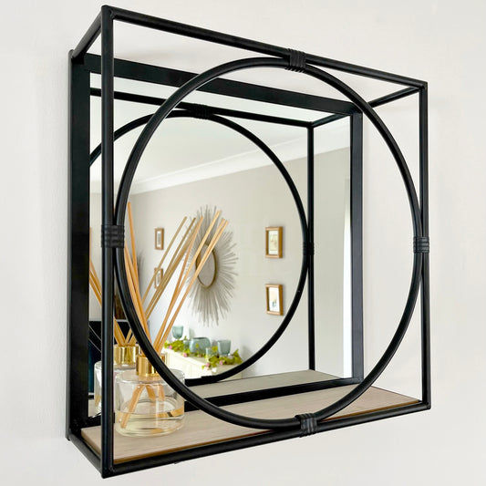 Black Mirrored Wall Shelf