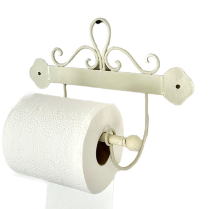 Elfenbeinfarbener Toilettenpapierhalter mit Schriftrolle