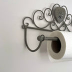 Grey Lattice Heart Kitchen Roll Holder