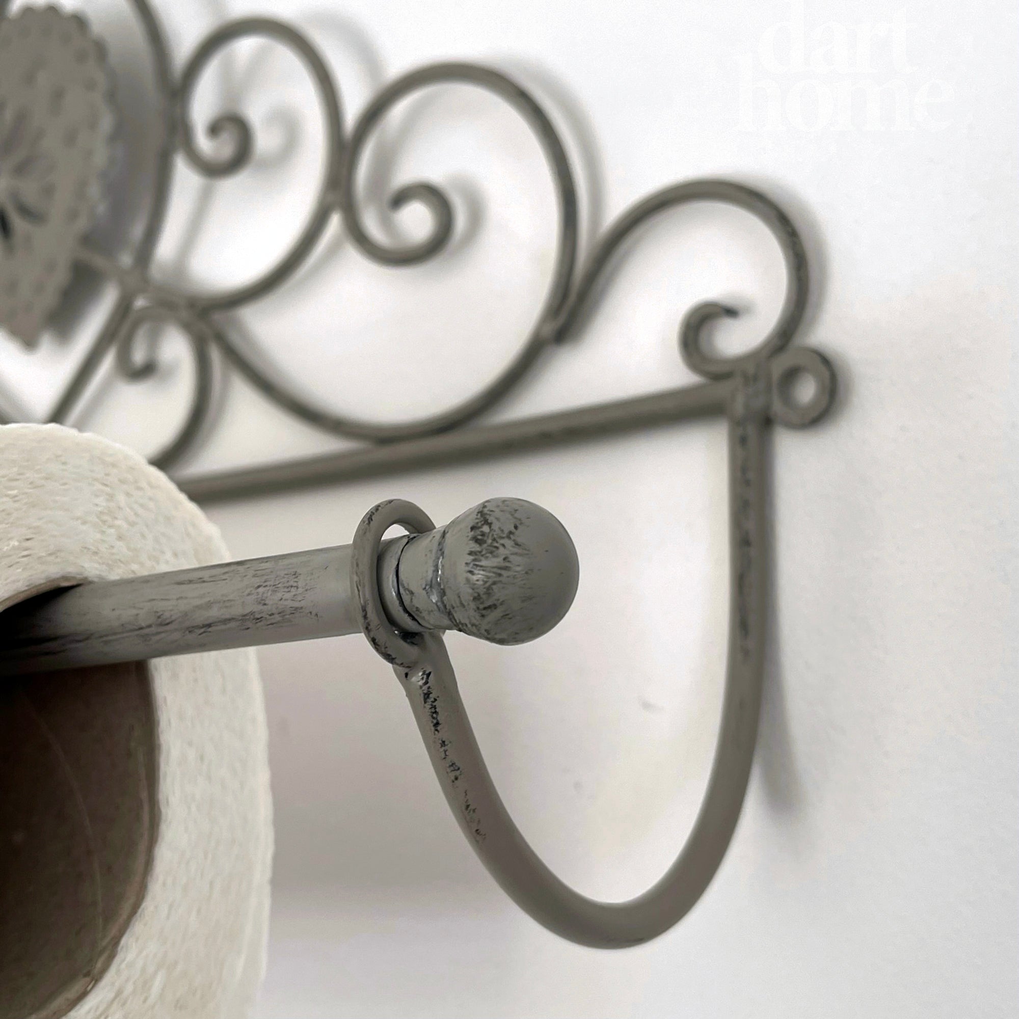 Grey Lattice Heart Kitchen Roll Holder