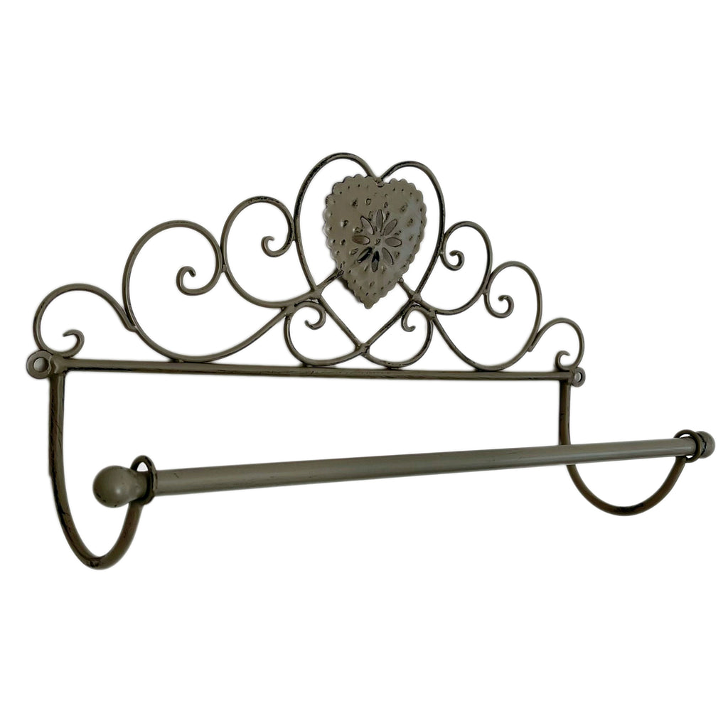 Grey Lattice Heart Kitchen Roll Holder
