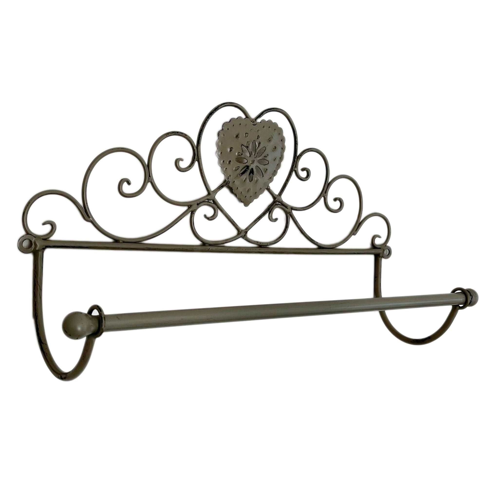 Grey Lattice Heart Kitchen Roll Holder