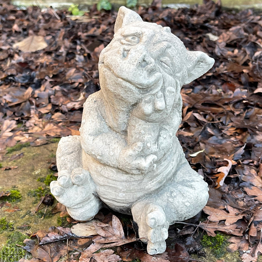Stone Grumpy Dragon Sculpture