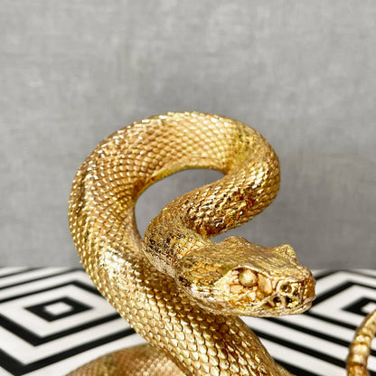 Gold Resin Coiled Serpent Snake Ornament