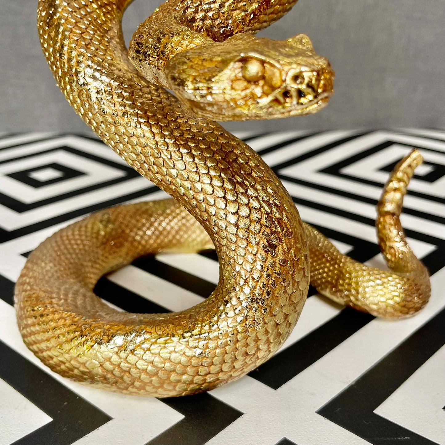 Gold Resin Coiled Serpent Snake Ornament