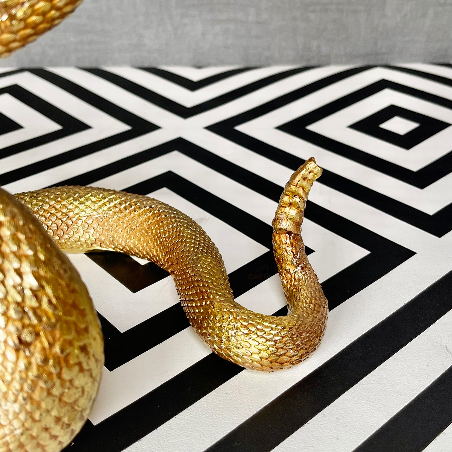 Gold Resin Coiled Serpent Snake Ornament