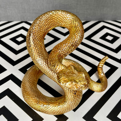 Gold Resin Coiled Serpent Snake Ornament