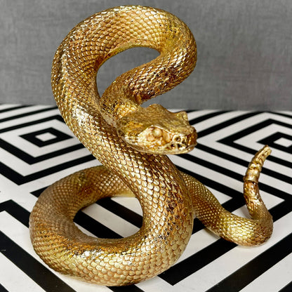 Gold Resin Coiled Serpent Snake Ornament