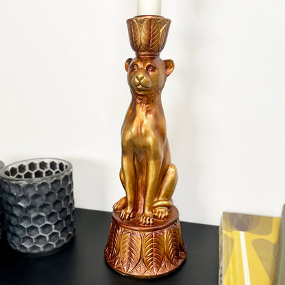 Gold Leopard Candlestick Holder