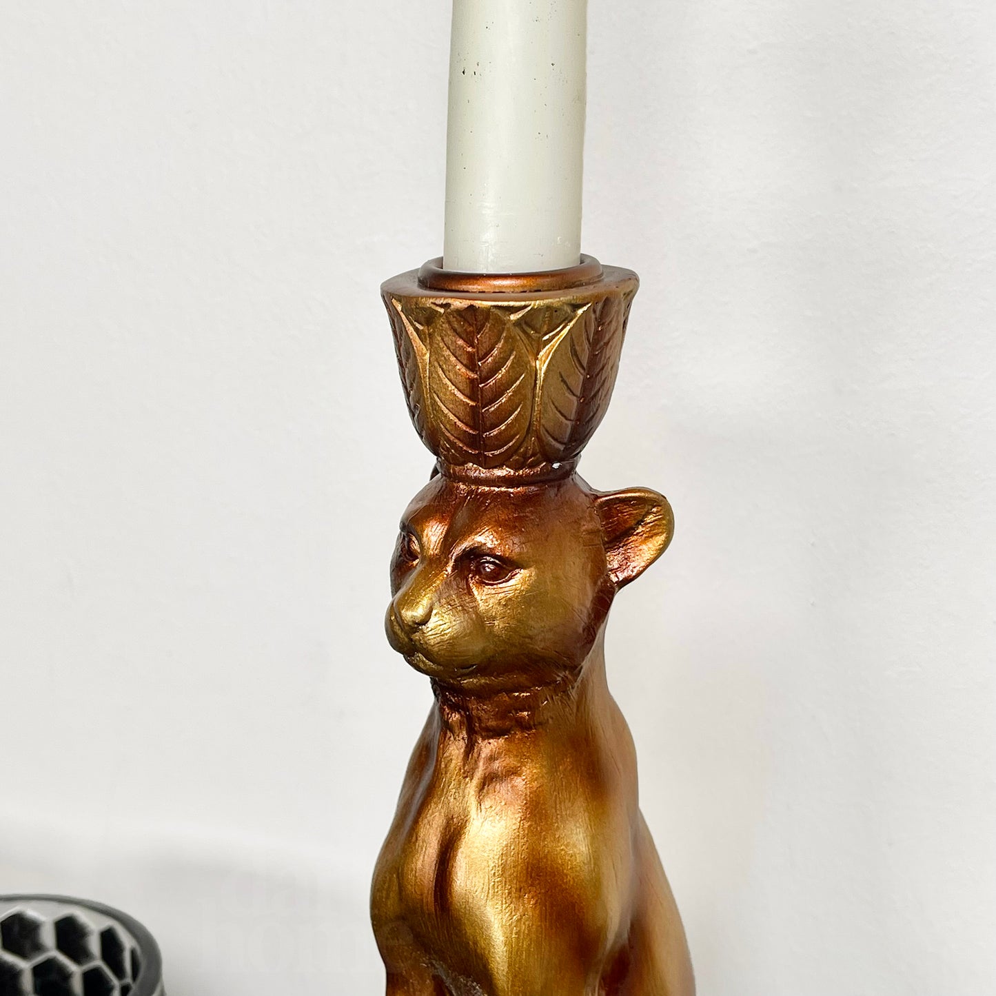 Gold Leopard Candlestick Holder