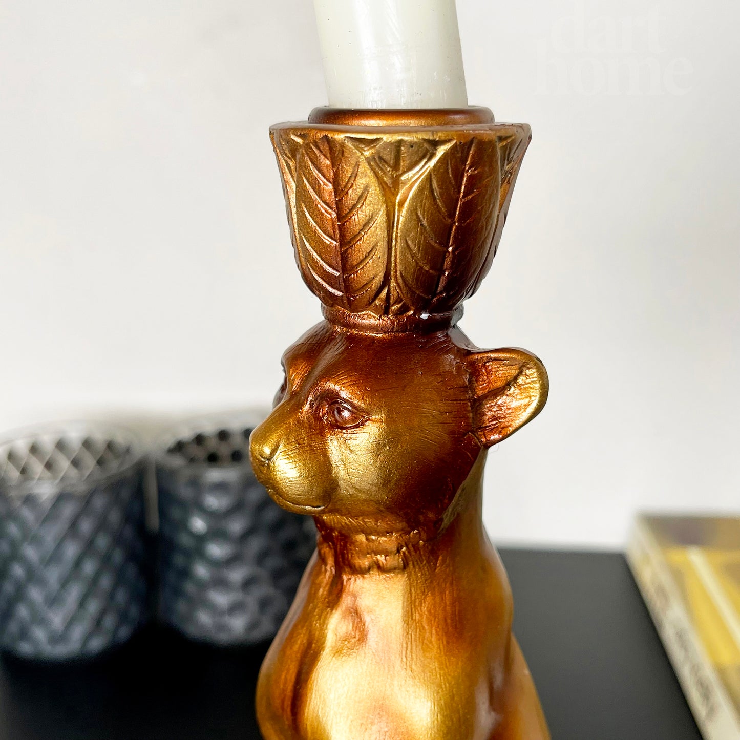 Gold Leopard Candlestick Holder