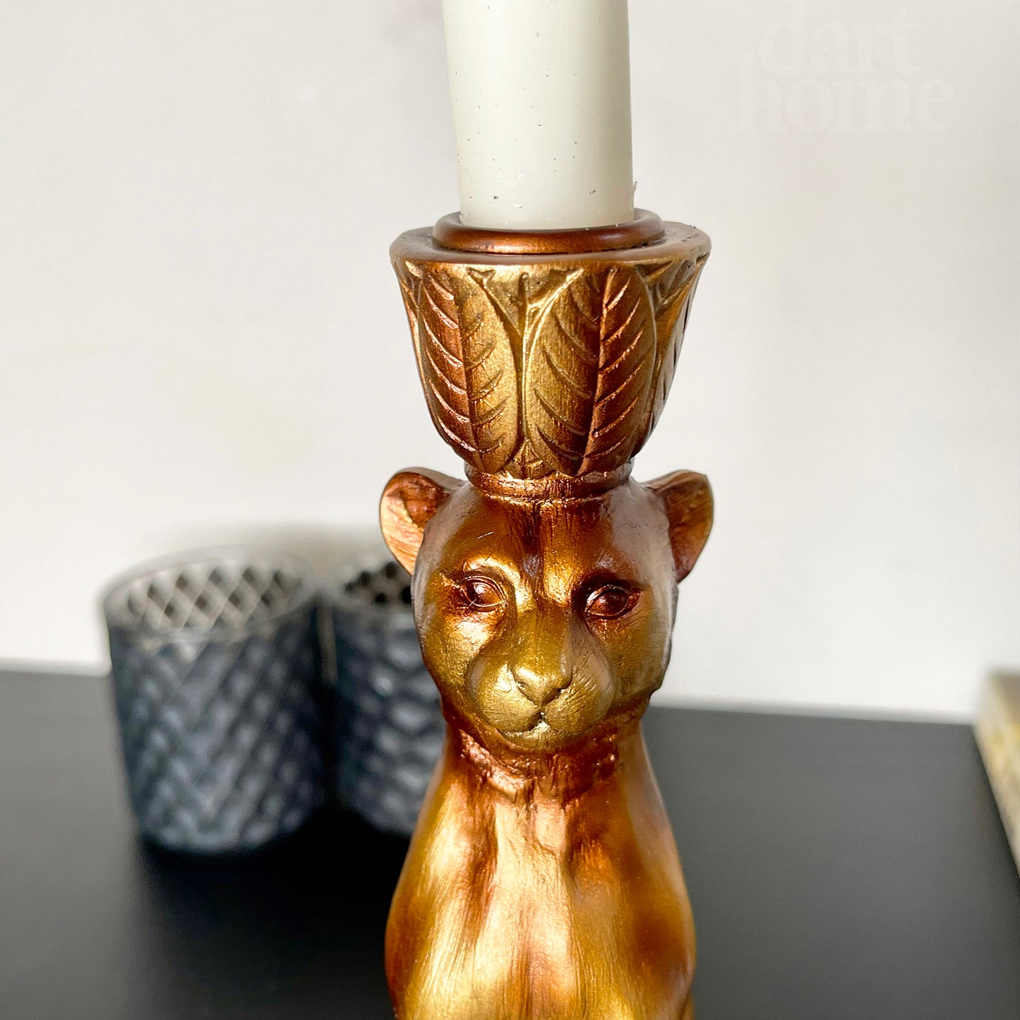 Gold Leopard Candlestick Holder