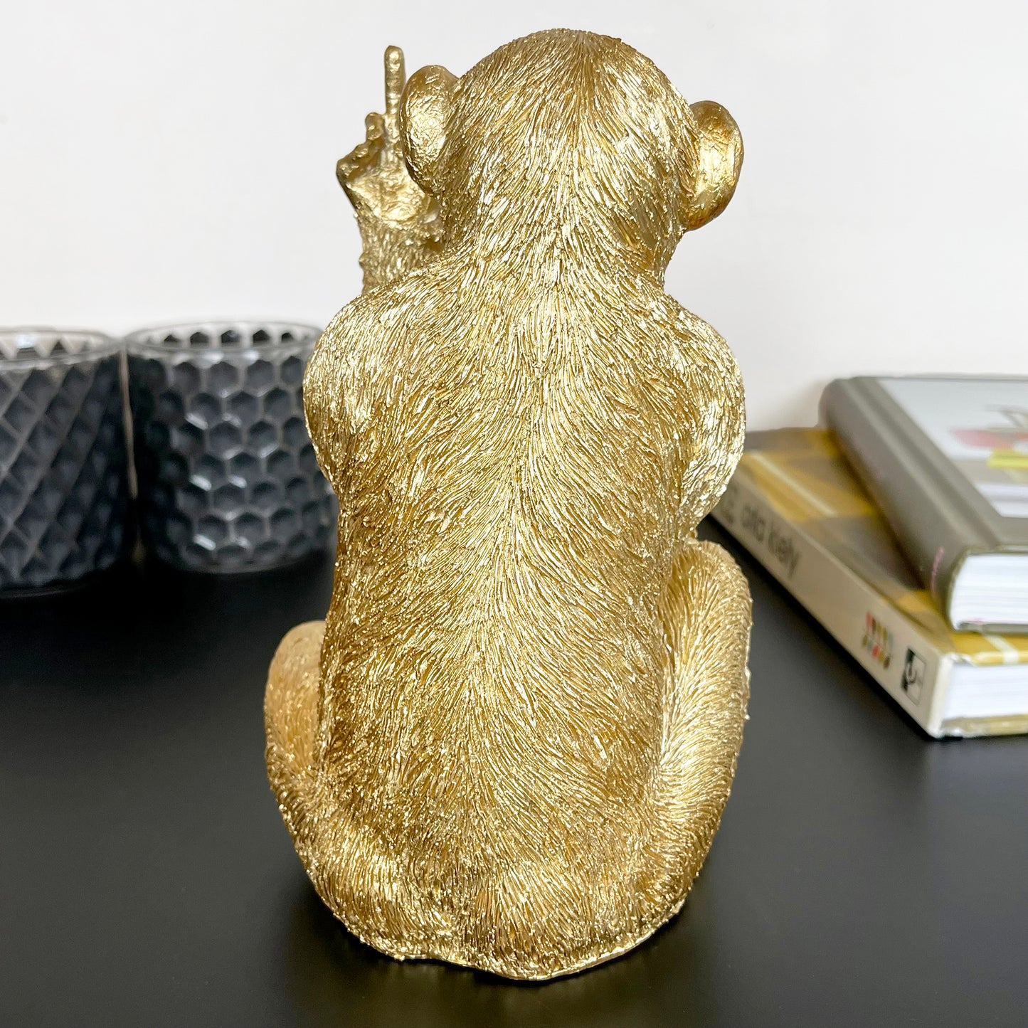 Goldenes Up Yours Affen-Ornament, 11 x 19 x 11 cm