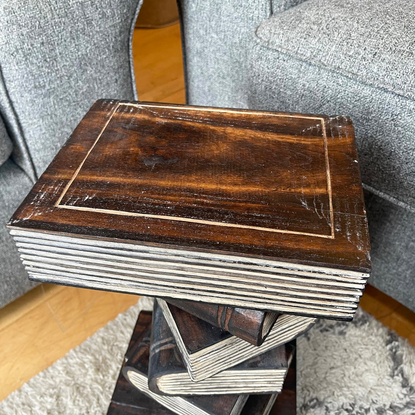 Wooden Book Stack Side Table