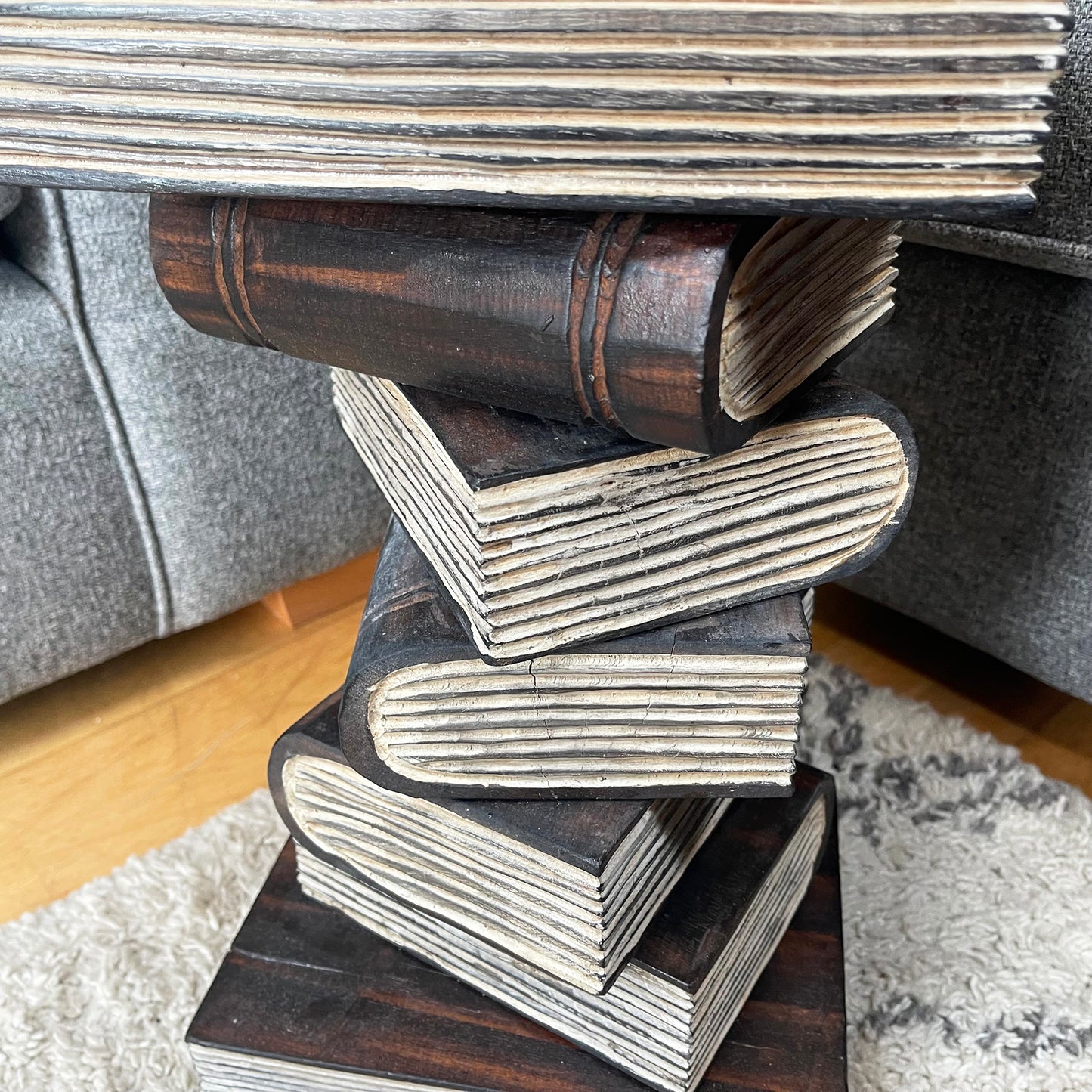 Wooden Book Stack Side Table