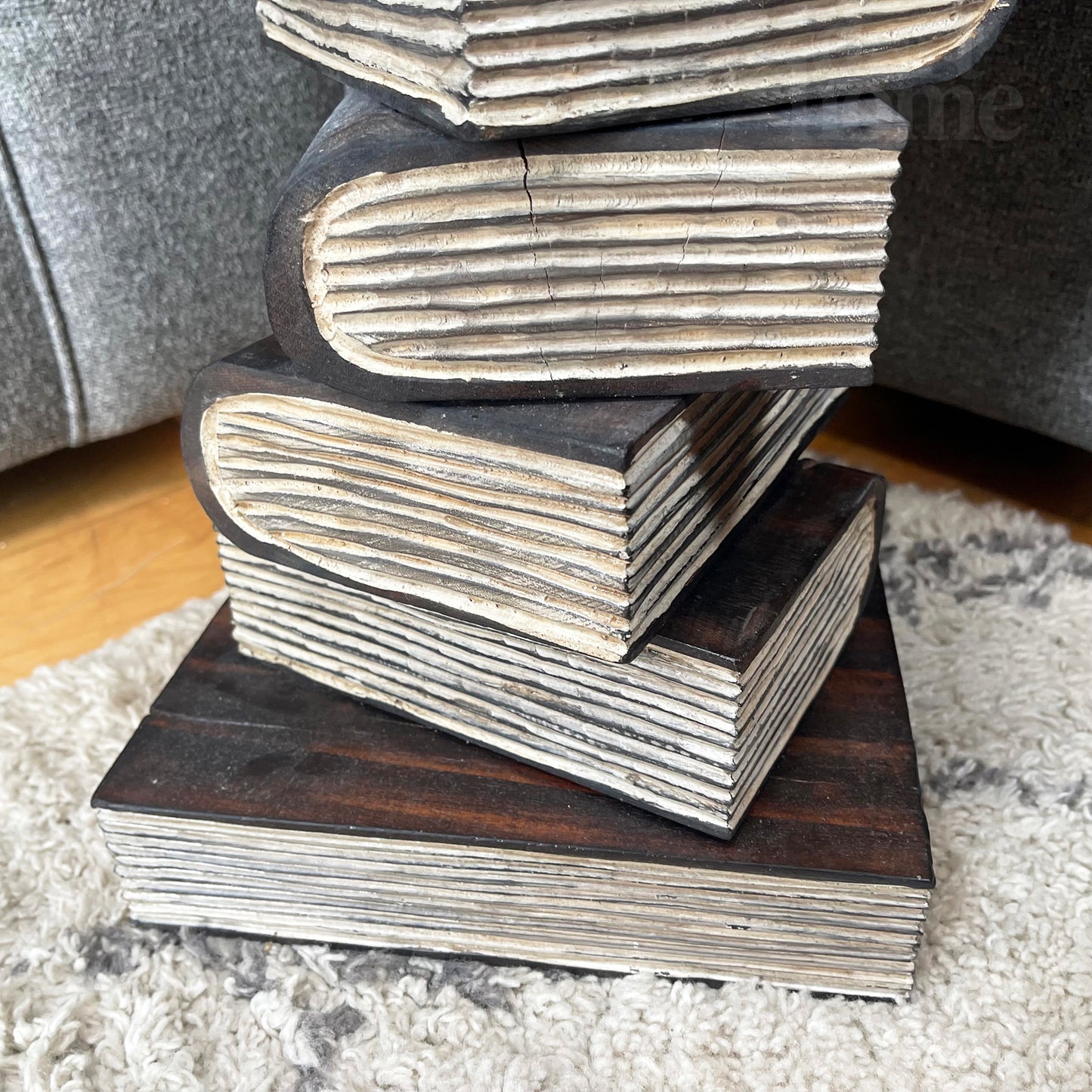 Wooden Book Stack Side Table