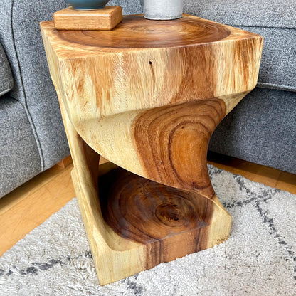 Indoor Twisted Teak Side Table