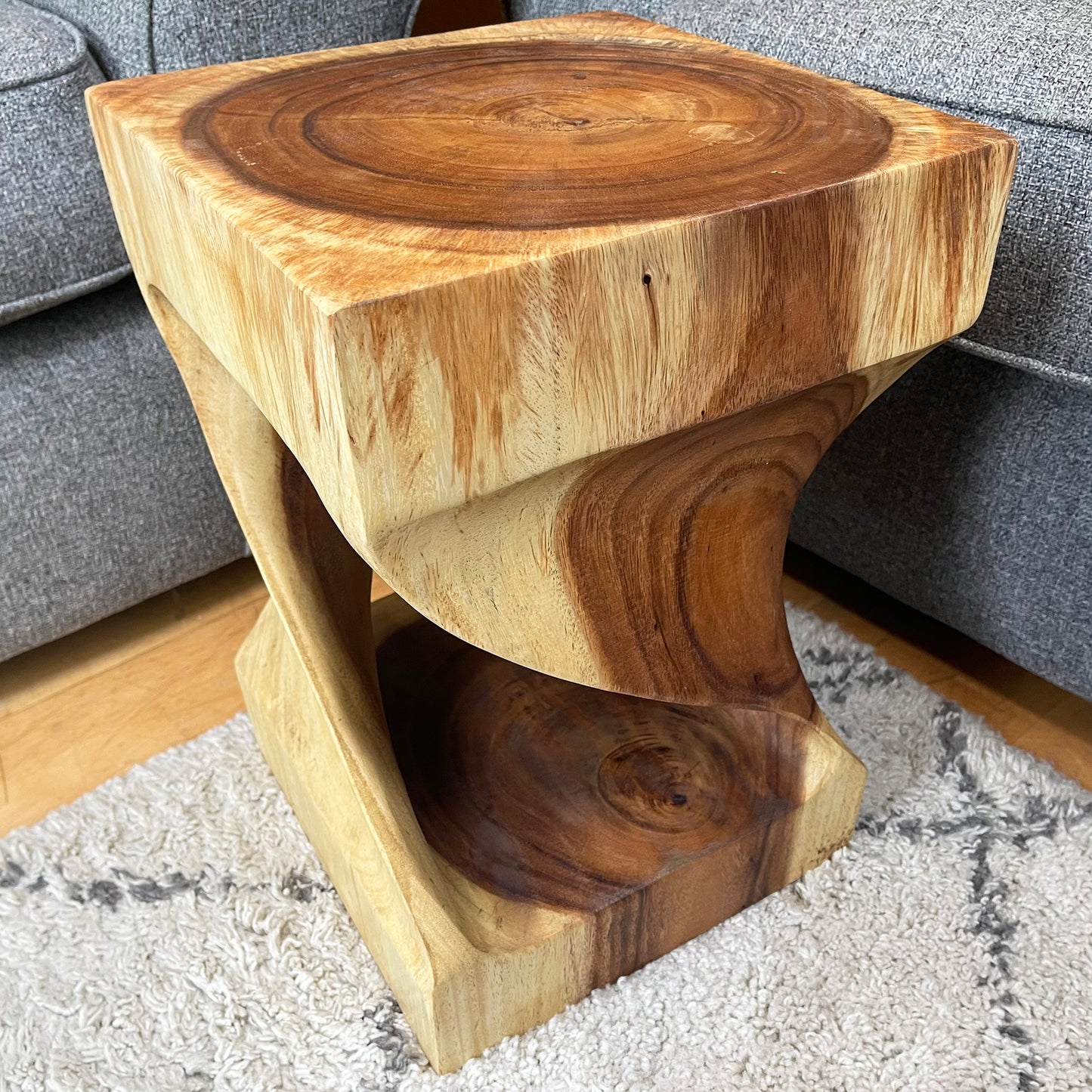 Indoor Twisted Teak Side Table