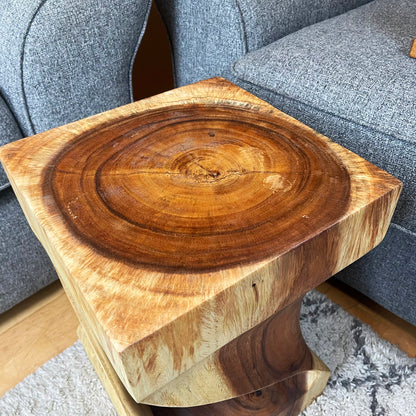 Indoor Twisted Teak Side Table