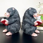Black Reading Mole Bookends