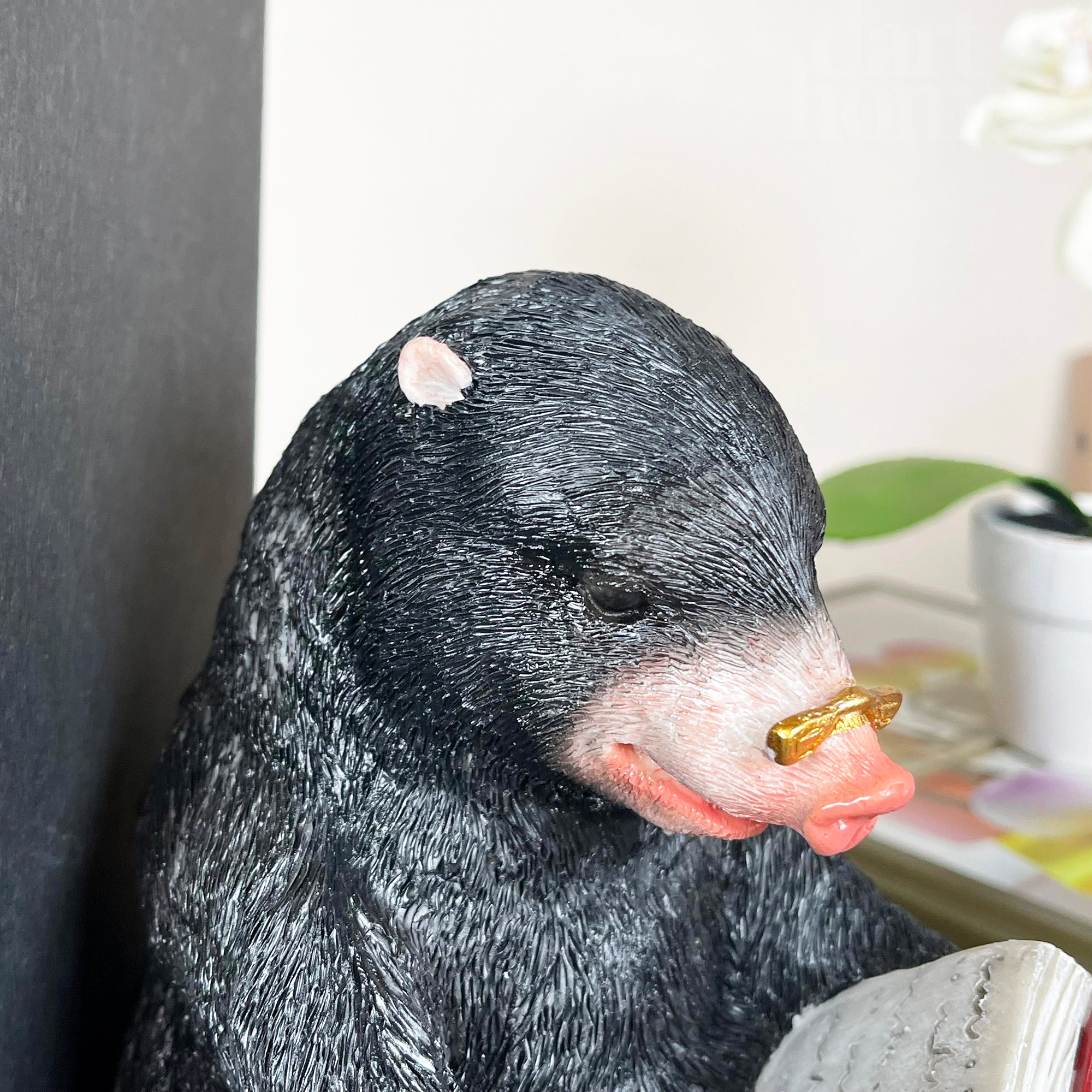 Black Reading Mole Bookends