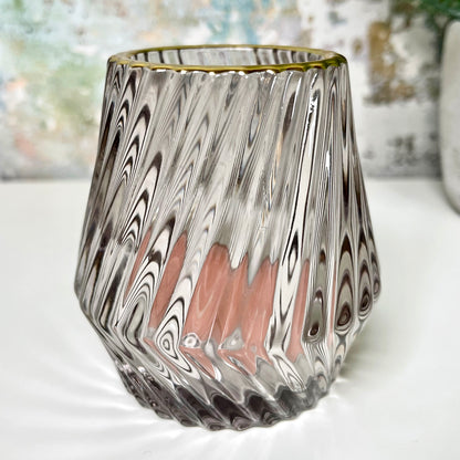 Ribbed Glass Candle Holders Set Of 2