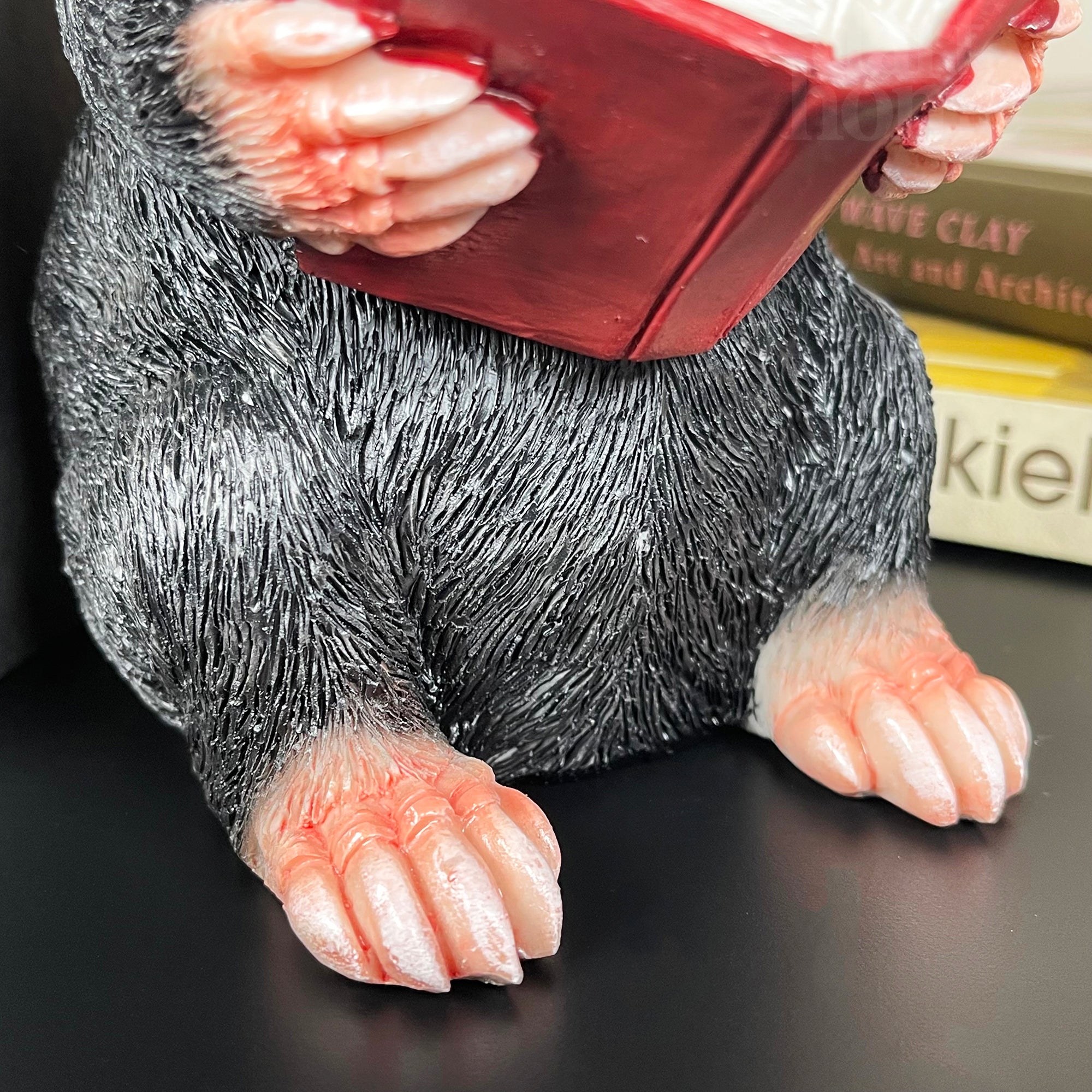 Black Reading Mole Bookends