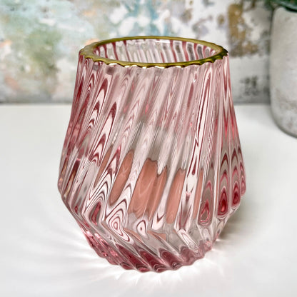 Ribbed Glass Candle Holders Set Of 2