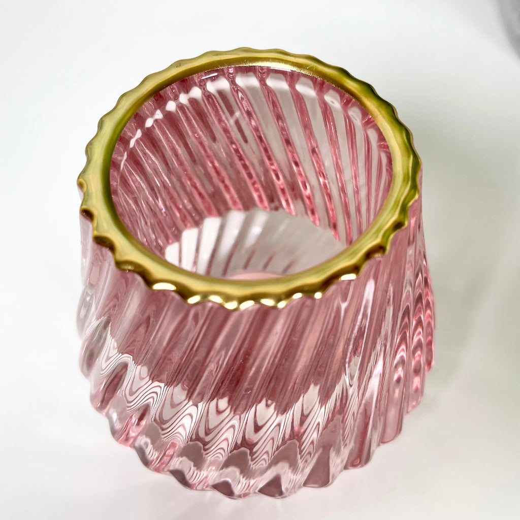 Gerippte Kerzenhalter aus Glas, 2er-Set