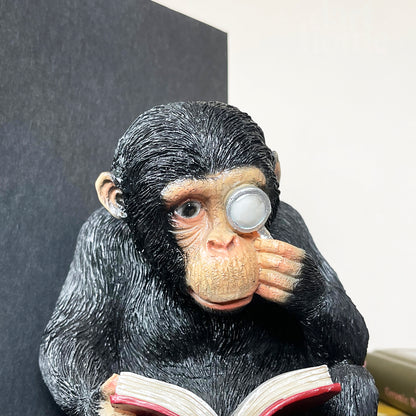 Black Reading Monkey Bookends