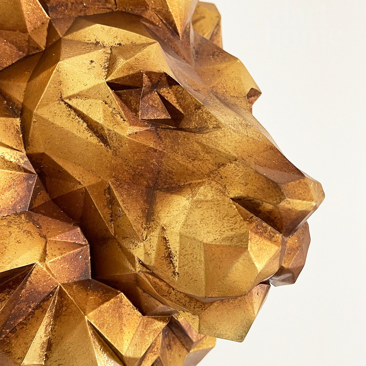 Geometric Gold Lions Wall Head