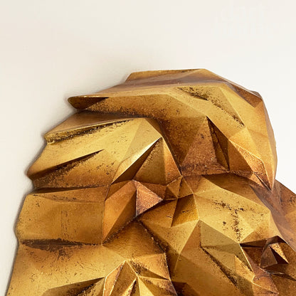 Geometric Gold Lions Wall Head