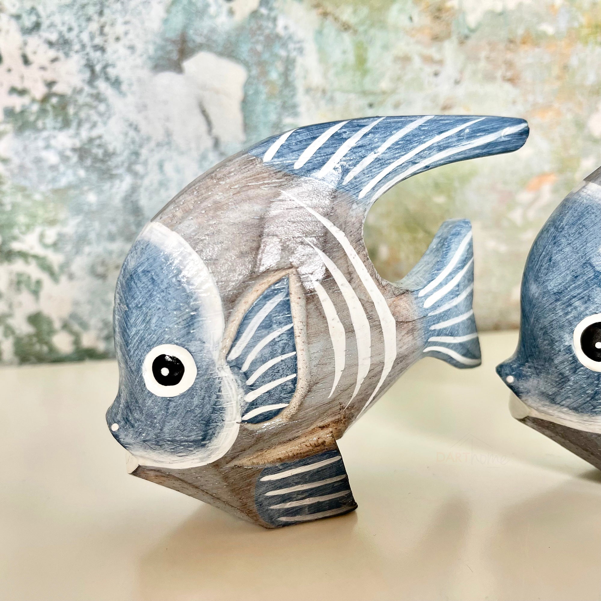 Set Of 3 Blue Angel Fish Ornaments