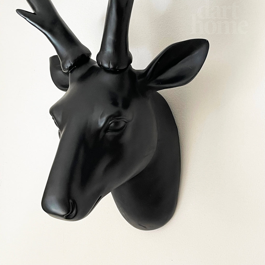 Black Stags Head With Gold Bird Decoration