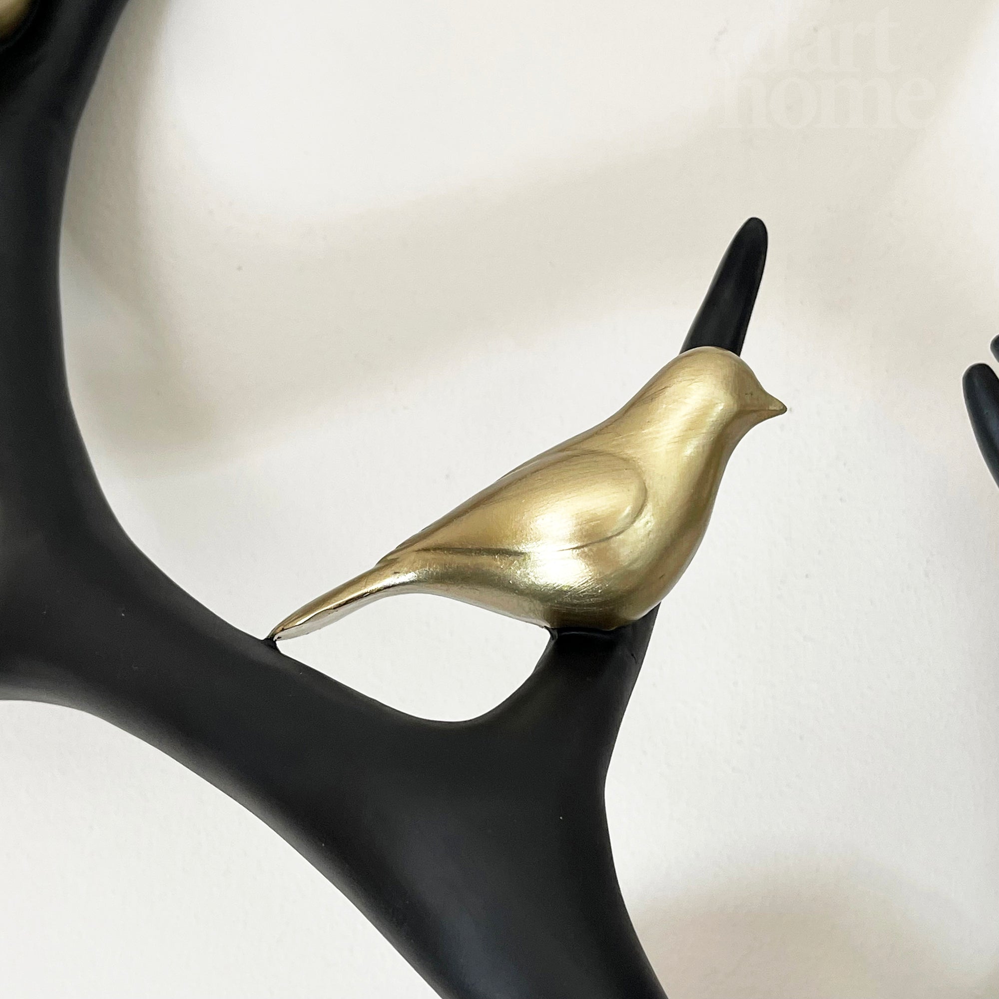 Black Stags Head With Gold Bird Decoration