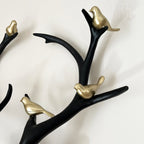 Black Stags Head With Gold Bird Decoration