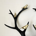 Black Stags Head With Gold Bird Decoration