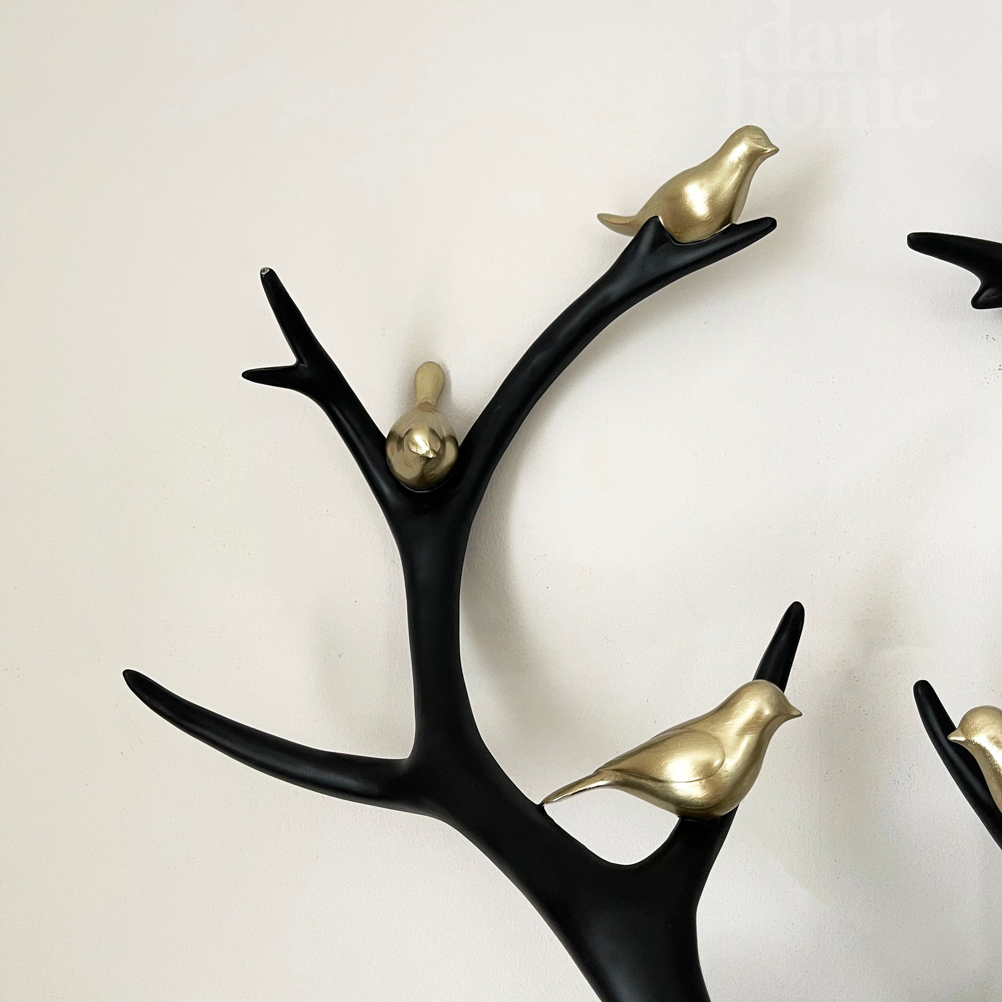 Black Stags Head With Gold Bird Decoration