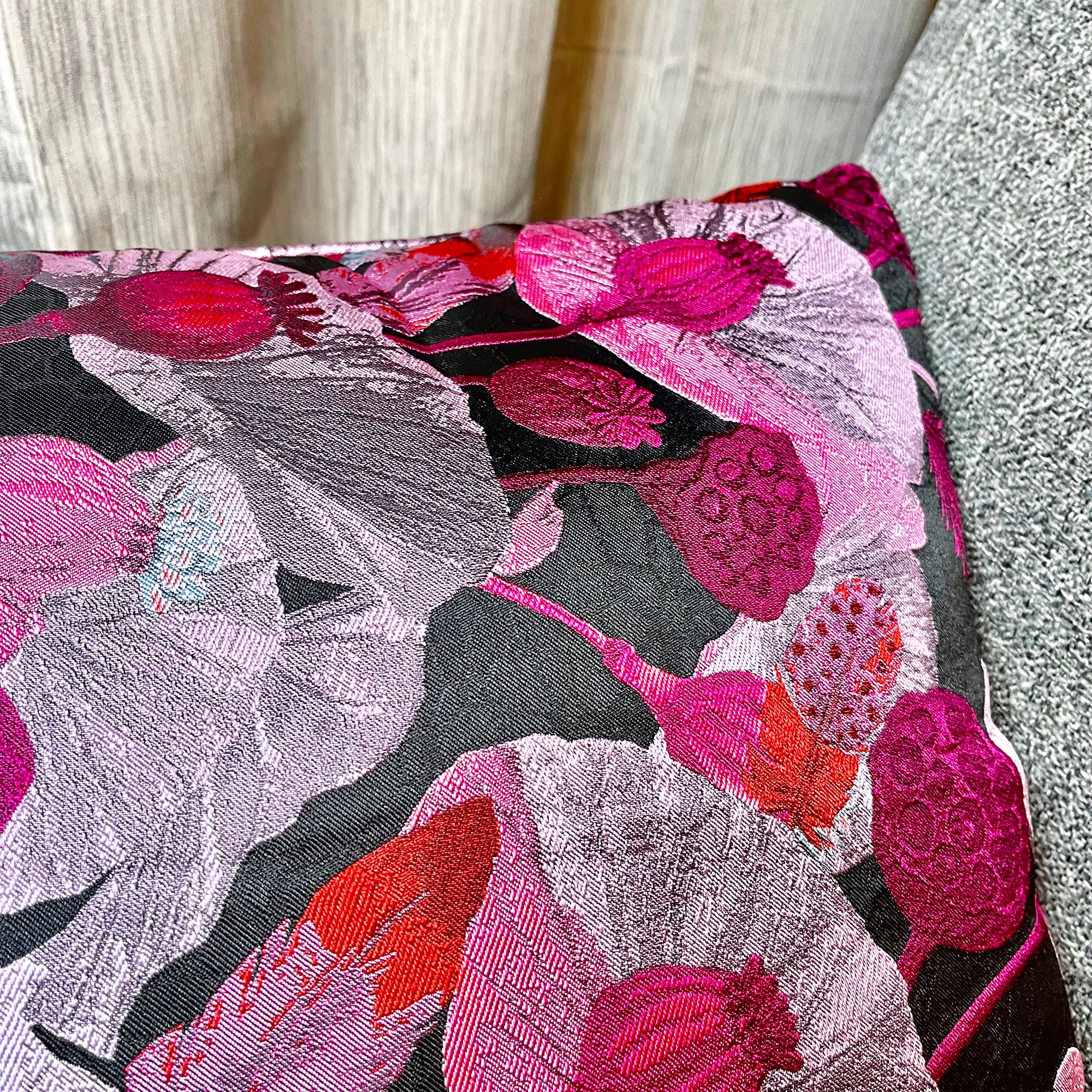 Square Pink Poppy Cushion