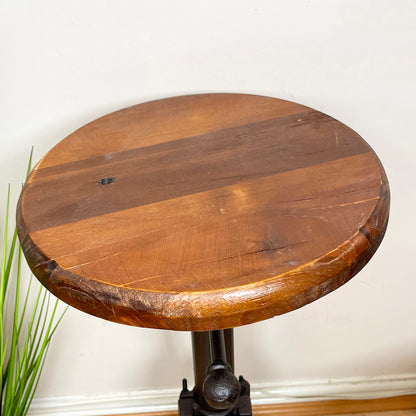 Adjustable Cast Iron Stool With Wooden Top