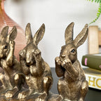 Drei weise Kaninchen aus Bronze als Ornament